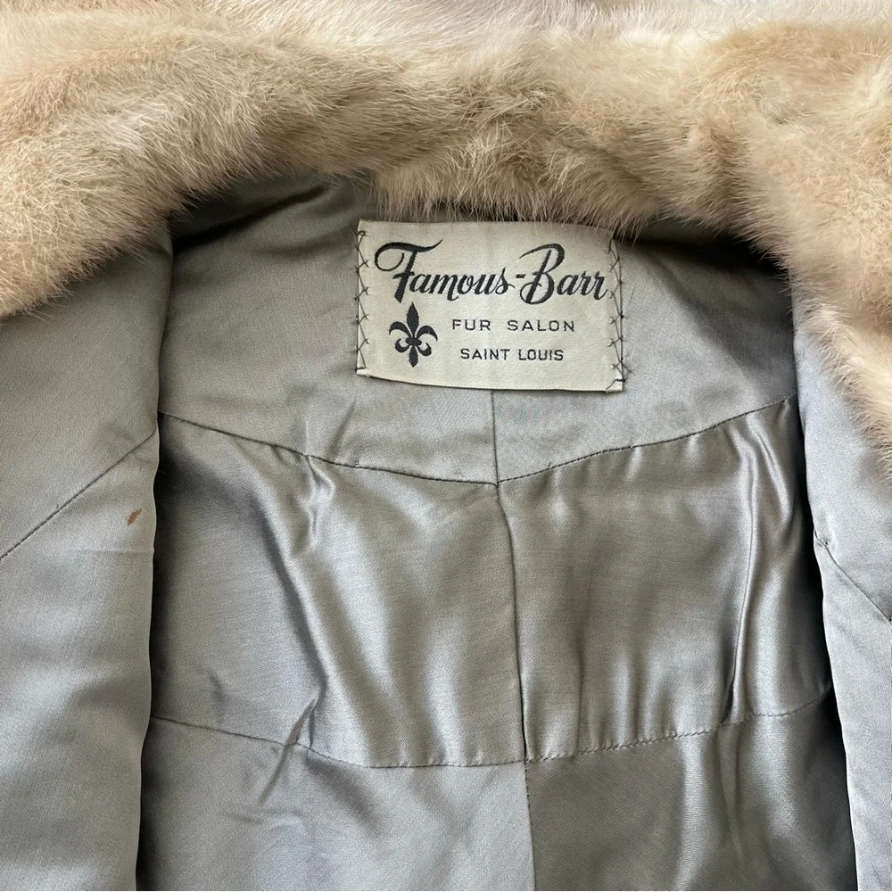 Vintage Famous-Barr Mink Fur Stole Shawl Capelet Coat Jacket Beige Honey Brown - Picture 4 of 12